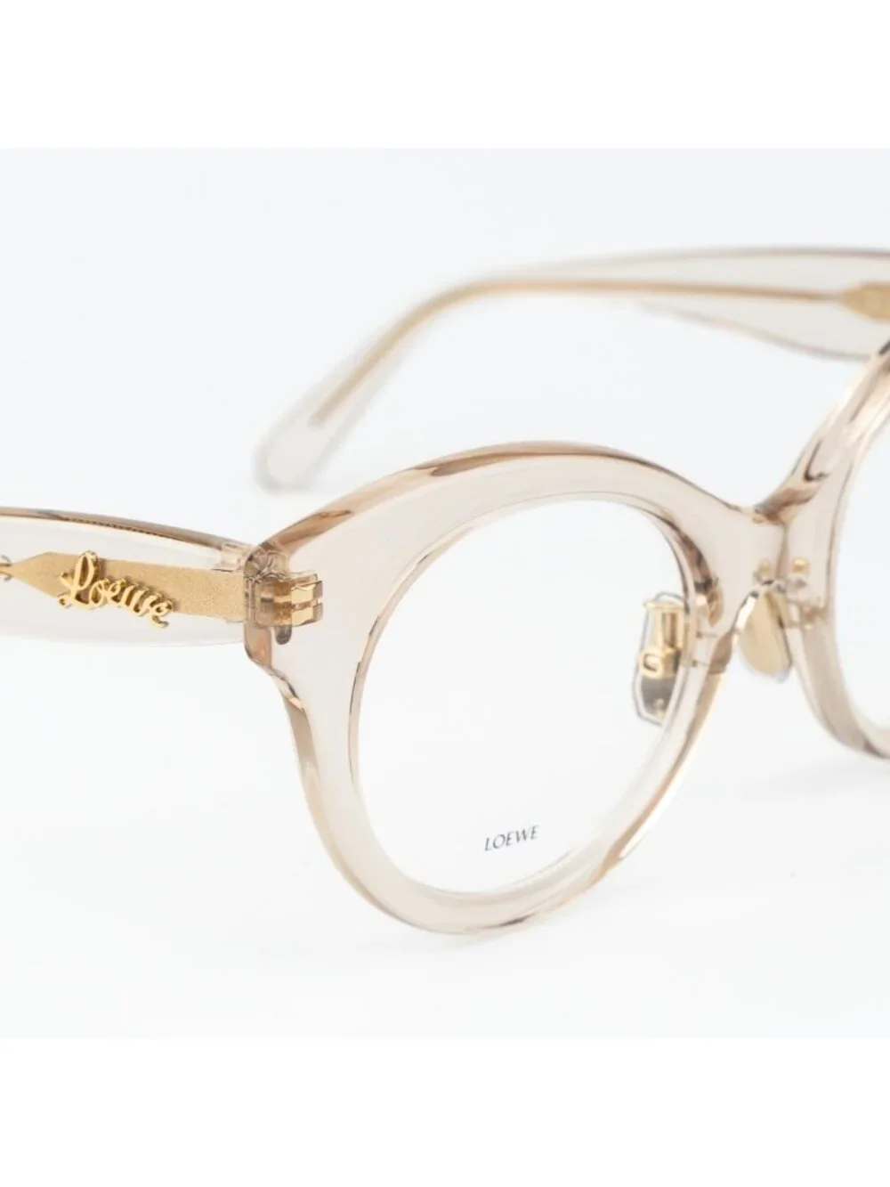 Loewe Women Eyeglasses Beige Demo Round LW50074F CURVY 057 NEW AUTHENTIC